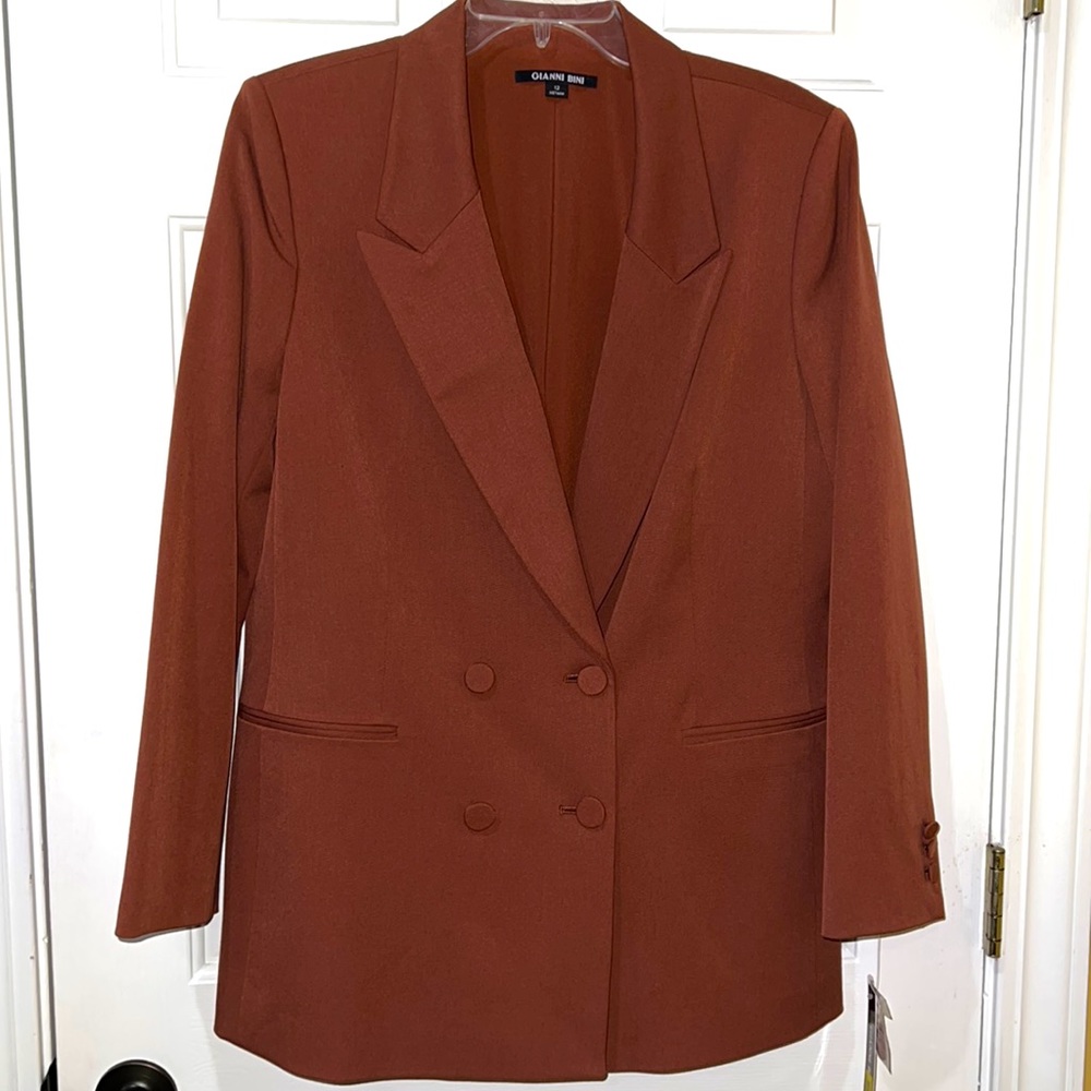 Gianni Bini Double Breasted Blazer Rust Brown